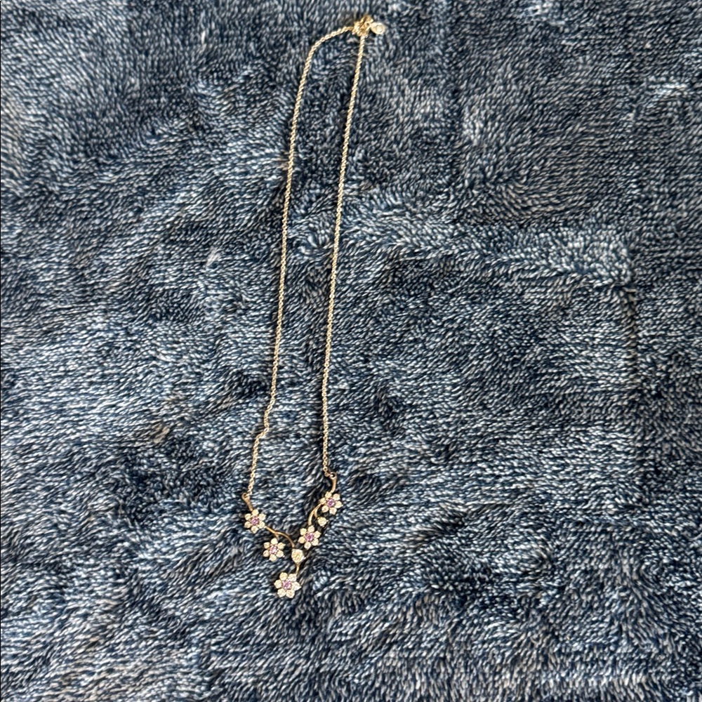 Pandora Silver and Purple Floral Necklace